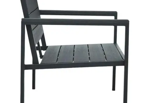 Bancă de grădină, gri, 120 cm, HDPE, aspect de lemn - 3/5