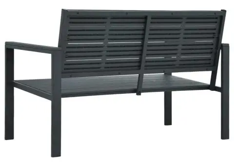 Bancă de grădină, gri, 120 cm, HDPE, aspect de lemn - 4/5