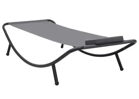 Pat de grădină, gri, 200 x 90 cm, oțel - 4/5