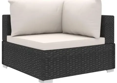 Set mobilier de grădină cu perne, 9 piese, negru, poliratan - 4/5