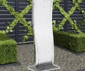 vidaXL Fântână de grădină cu pompă, 130 cm, oțel inoxidabil, curbat