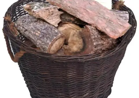 Set coșuri pentru lemne de foc stivuibile, maro închis, răchită - 3/5