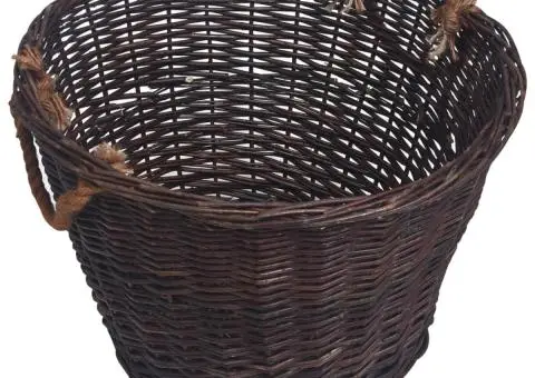 Set coșuri pentru lemne de foc stivuibile, maro închis, răchită - 4/5