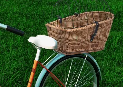 Coș portbagaj bicicletă cu capac 55x31x36 cm, răchită naturală - 1/5