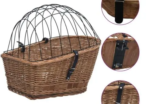 Coș portbagaj bicicletă cu capac 55x31x36 cm, răchită naturală - 2/5