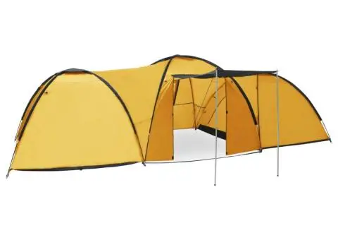 Cort camping tip iglu, 8 persoane, galben, 650x240x190 cm - 1/5