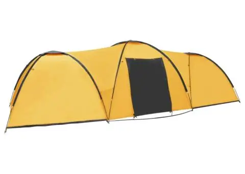 Cort camping tip iglu, 8 persoane, galben, 650x240x190 cm - 3/5