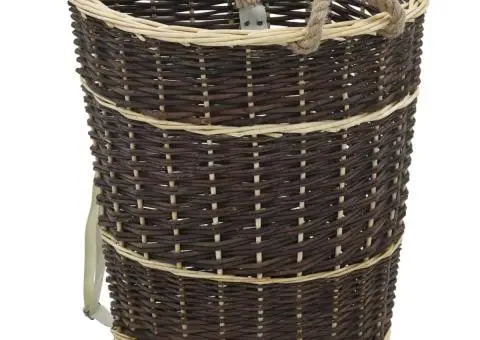 Coș lemne foc curele de transport, natural 44,5x37x50 cm salcie - 1/5