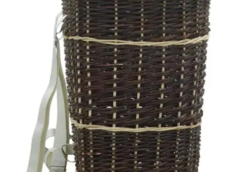 Coș lemne foc curele de transport, natural 44,5x37x50 cm salcie - 2/5