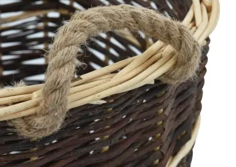 Coș lemne foc curele de transport, natural 44,5x37x50 cm salcie - 5/5