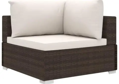 Set mobilier de grădină cu perne, 11 piese, maro, poliratan - 4/5