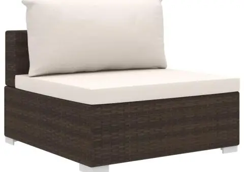 Set mobilier de grădină cu perne, 11 piese, maro, poliratan - 5/5