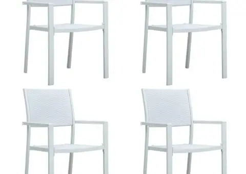 Scaune de grădină, 4 buc., alb, plastic, aspect ratan - 1/5
