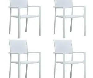 vidaXL Scaune de grădină, 4 buc., alb, plastic, aspect ratan