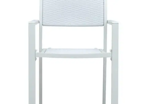 Scaune de grădină, 4 buc., alb, plastic, aspect ratan - 3/5