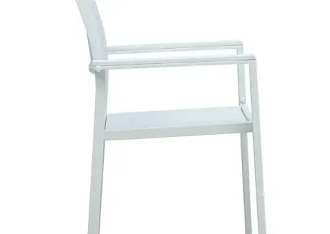 Scaune de grădină, 4 buc., alb, plastic, aspect ratan - 4/5