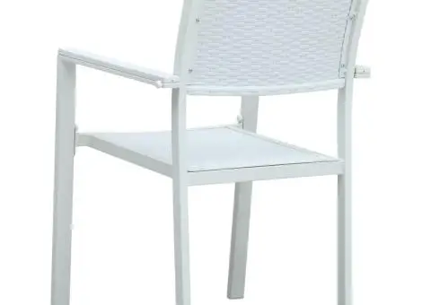 Scaune de grădină, 4 buc., alb, plastic, aspect ratan - 5/5