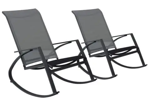 Scaune balansoar de grădină, 2 buc., gri închis, textilenă - 1/5