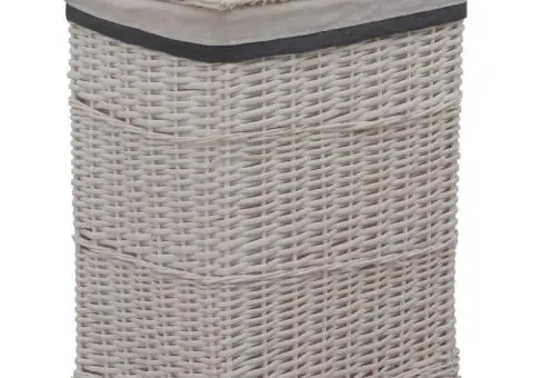 Coș de rufe, alb, salcie - 1/5