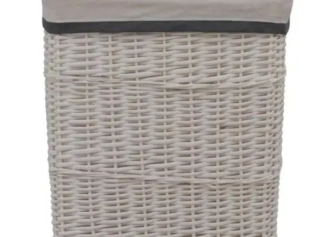 Coș de rufe, alb, salcie - 2/5