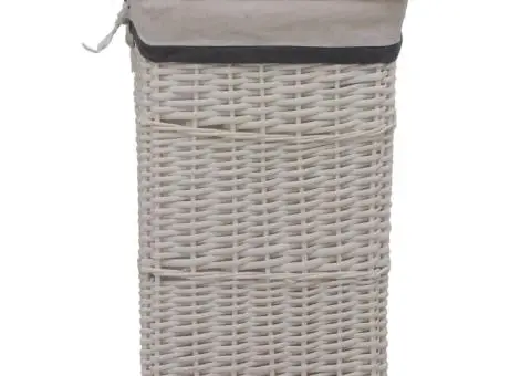 Coș de rufe, alb, salcie - 3/5