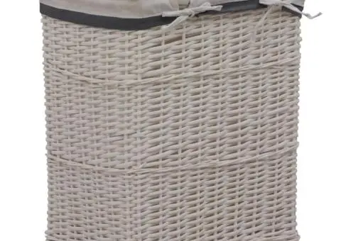 Coș de rufe, alb, salcie - 4/5