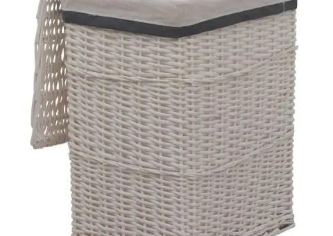 Coș de rufe, alb, salcie - 5/5