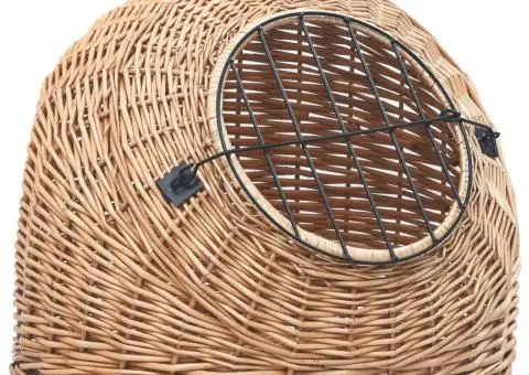 Coș de transport pentru pisici, 50x42x40 cm, răchită naturală - 3/5