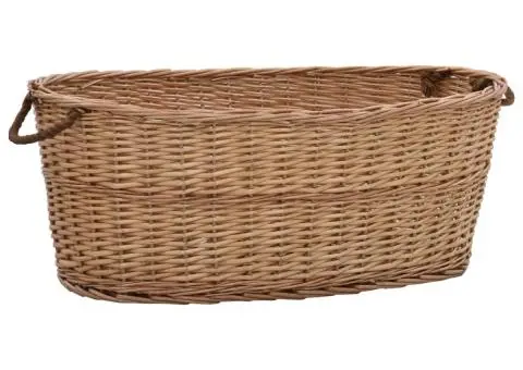 Coș lemne foc cu mânere de transport natural 88x57x34 cm salcie - 1/5