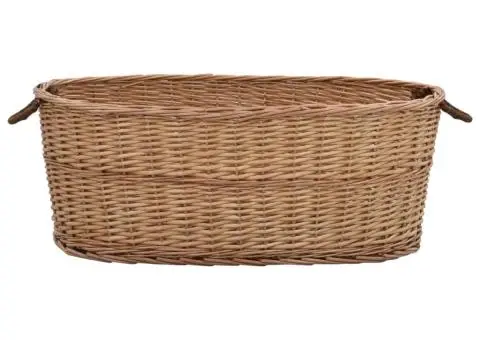 Coș lemne foc cu mânere de transport natural 88x57x34 cm salcie - 2/5