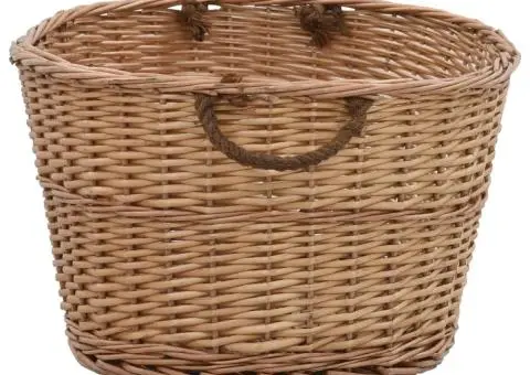 Coș lemne foc cu mânere de transport natural 88x57x34 cm salcie - 3/5