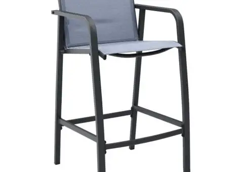 Scaune de bar de grădină, 2 buc., gri, textilenă - 2/5