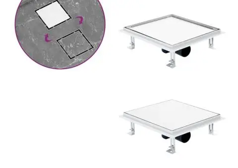 Rigolă de duș capac plat gresie 2-în-1 28x28 cm oțel inoxidabil - 1/5