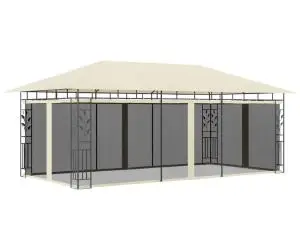 vidaXL Pavilion cu plasă anti-țânțari, crem, 6 x 3 x 2,73 m