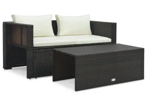 Set mobilier de grădină cu perne, 6 piese, maro, poliratan - 3/5