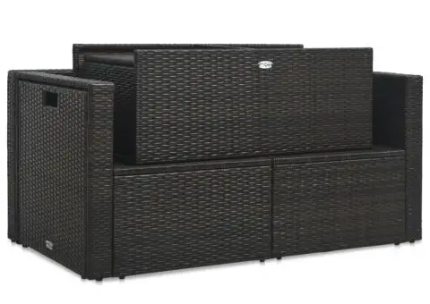 Set mobilier de grădină cu perne, 6 piese, maro, poliratan - 4/5