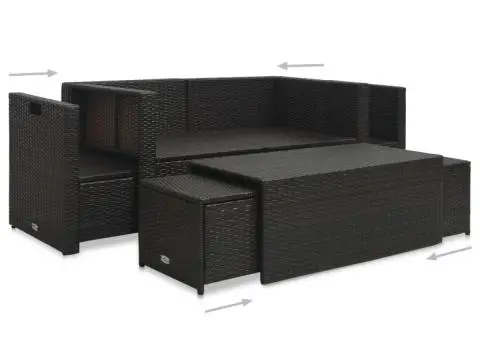 Set mobilier de grădină cu perne, 6 piese, maro, poliratan - 5/5