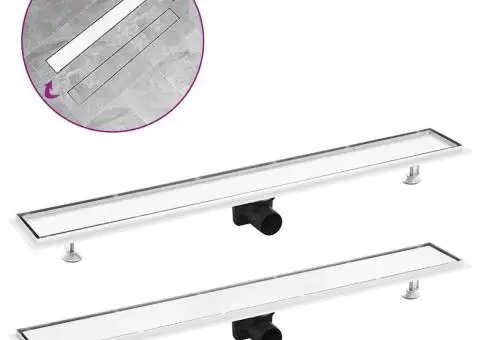 Rigolă de duș cu capac 2-în-1, 93 x 14 cm, oțel inoxidabil - 1/5