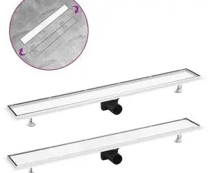 vidaXL Rigolă de duș cu capac 2-în-1, 93 x 14 cm, oțel inoxidabil