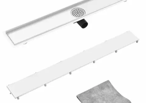 Rigolă de duș cu capac 2-în-1, 93 x 14 cm, oțel inoxidabil - 3/5