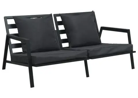 Set mobilier de grădină cu perne, 5 piese, gri închis, aluminiu - 2/5