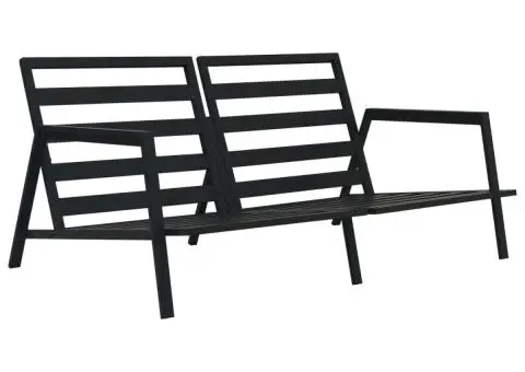 Set mobilier de grădină cu perne, 5 piese, gri închis, aluminiu - 3/5