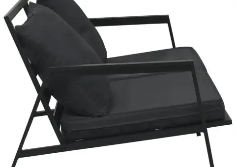 Set mobilier de grădină cu perne, 5 piese, gri închis, aluminiu - 4/5