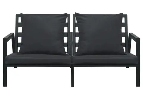 Set mobilier de grădină cu perne, 5 piese, gri închis, aluminiu - 5/5