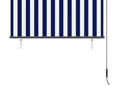 Jaluzea tip rulou de exterior, albastru și alb, 120 x 250 cm - 4/5