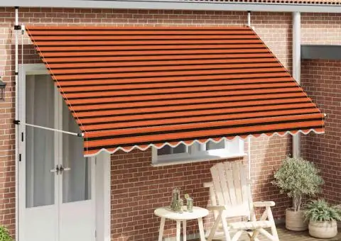 Copertină retractabilă manual, portocaliu și maro, 350 cm - 1/5