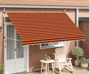 vidaXL Copertină retractabilă manual, portocaliu și maro, 350 cm