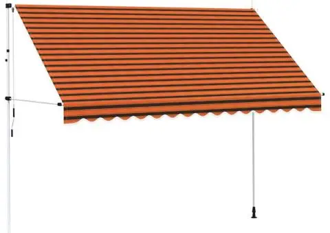Copertină retractabilă manual, portocaliu și maro, 350 cm - 2/5