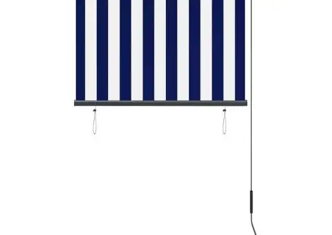 Jaluzea tip rulou de exterior, albastru și alb, 80 x 250 cm - 4/5
