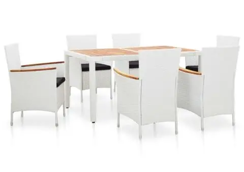 Set mobilier de exterior, 7 piese, alb, poliratan - 1/5